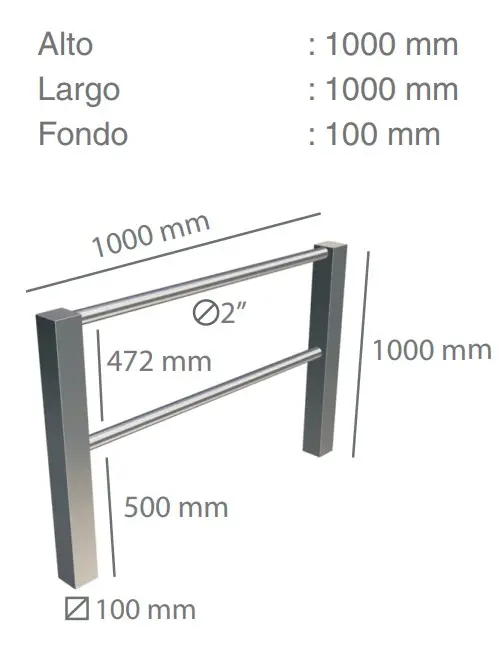 Baranda Pilar Cuadrado + Acero Inoxidable - Detalles.webp